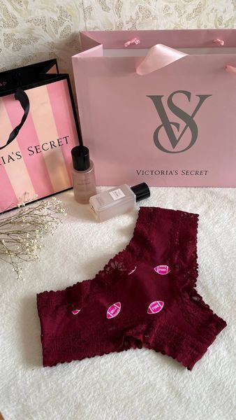 Трусики victoria's secret pink бордові розмір с 90700064 фото
